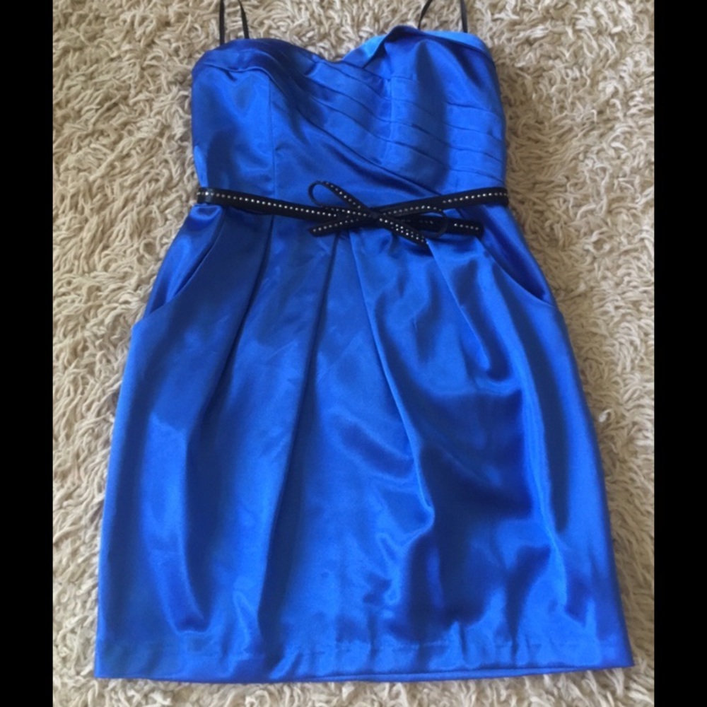 A.Byer blue satin formal dress
